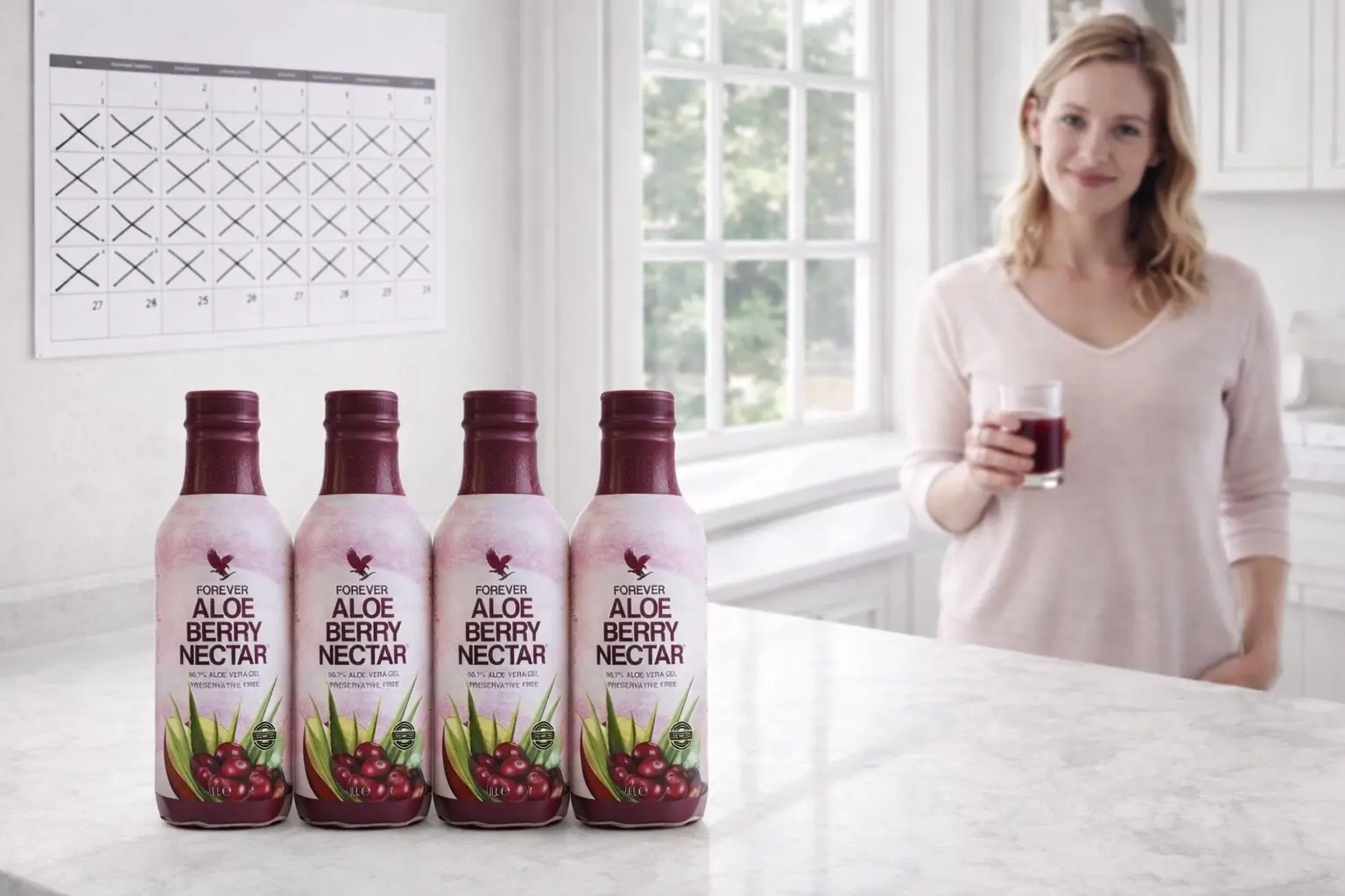 Cztery butelki Forever Aloe Berry Nectar w opakowaniu 4-Pack