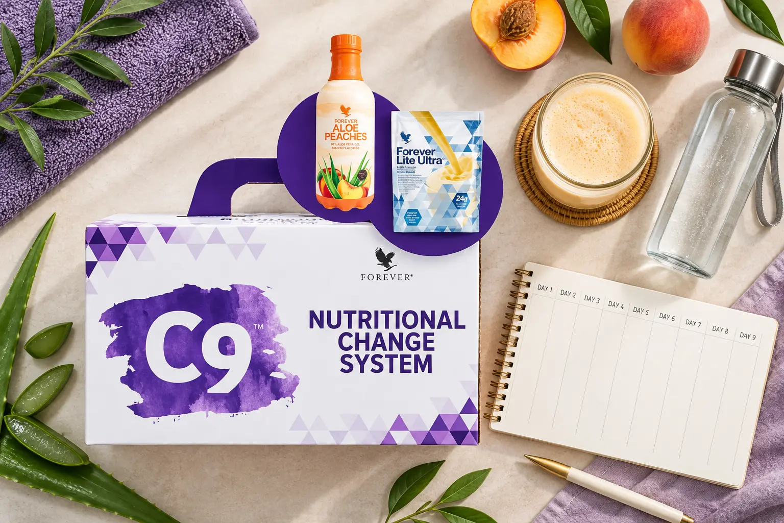 Clean 9 Peach Vanilla w aranżacji produktowej i codziennej