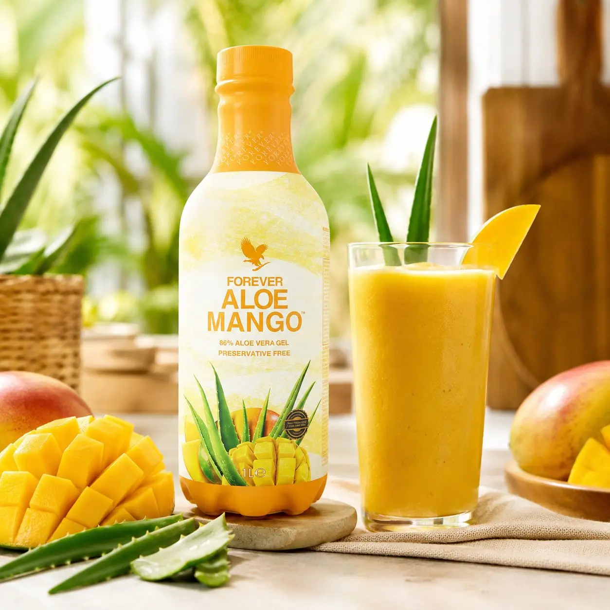 Schłodzony Forever Aloe Mango gotowy do podania