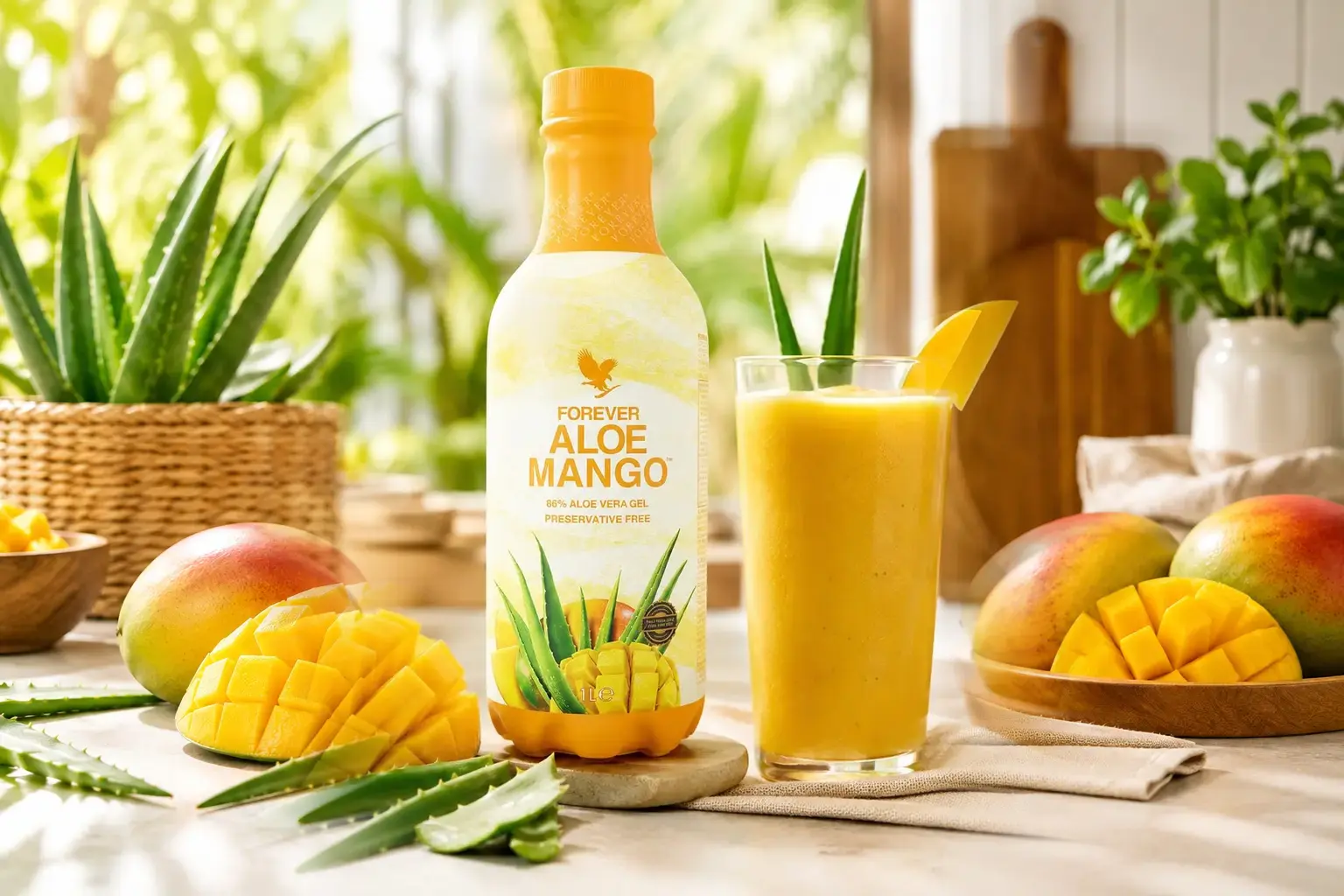 Schłodzony Forever Aloe Mango gotowy do podania