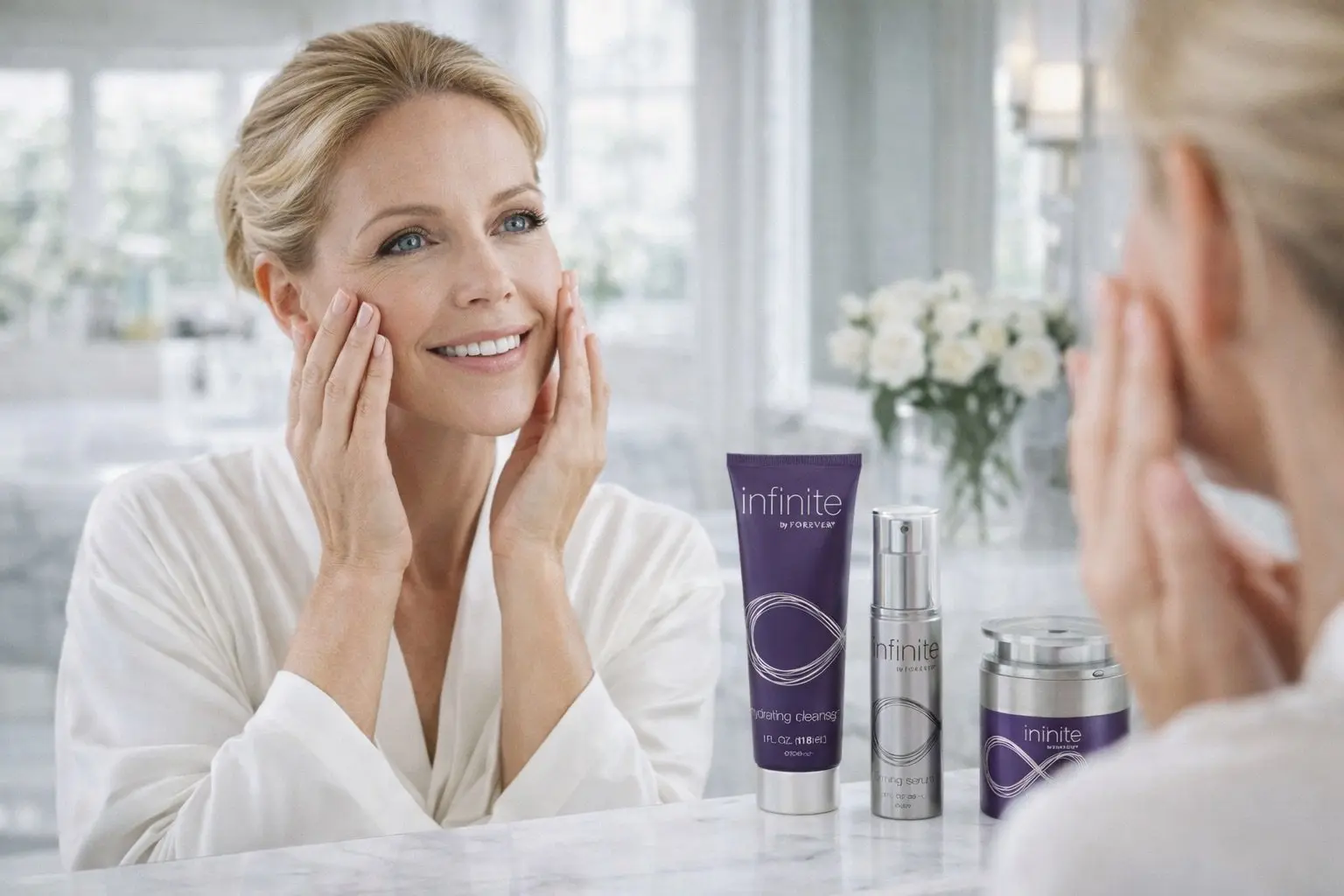 Infinite Firming Serum w aranżacji produktowej i codziennej
