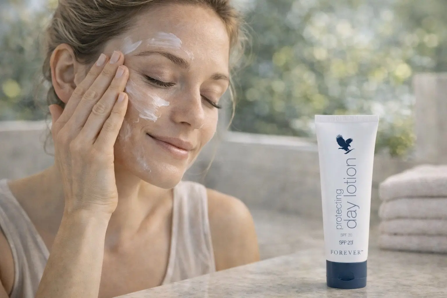Protecting Day Lotion w aranżacji produktowej i codziennej